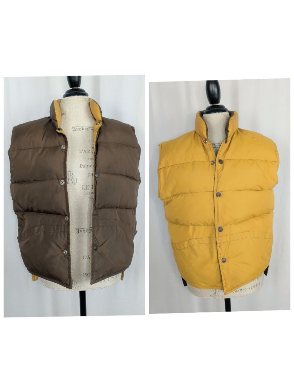 Vintage Stearns Puffer Vest Medium Brown Yellow Hansa Branta